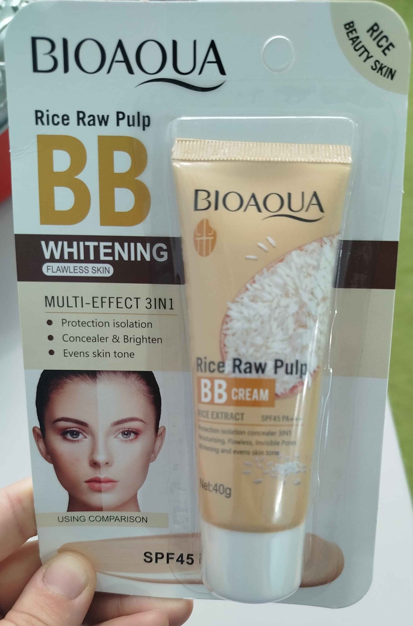 Maquillaje Corrector Iluminador BB SPF45 con Extracto de Arroz